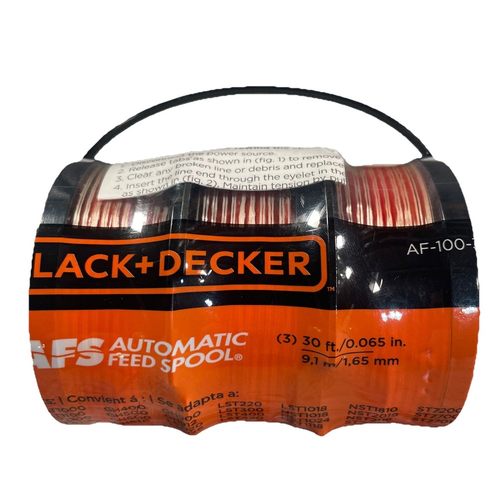 Black + Decker Trimmer Line String Replacement Spool 30' 3 Pack AF-100-32P